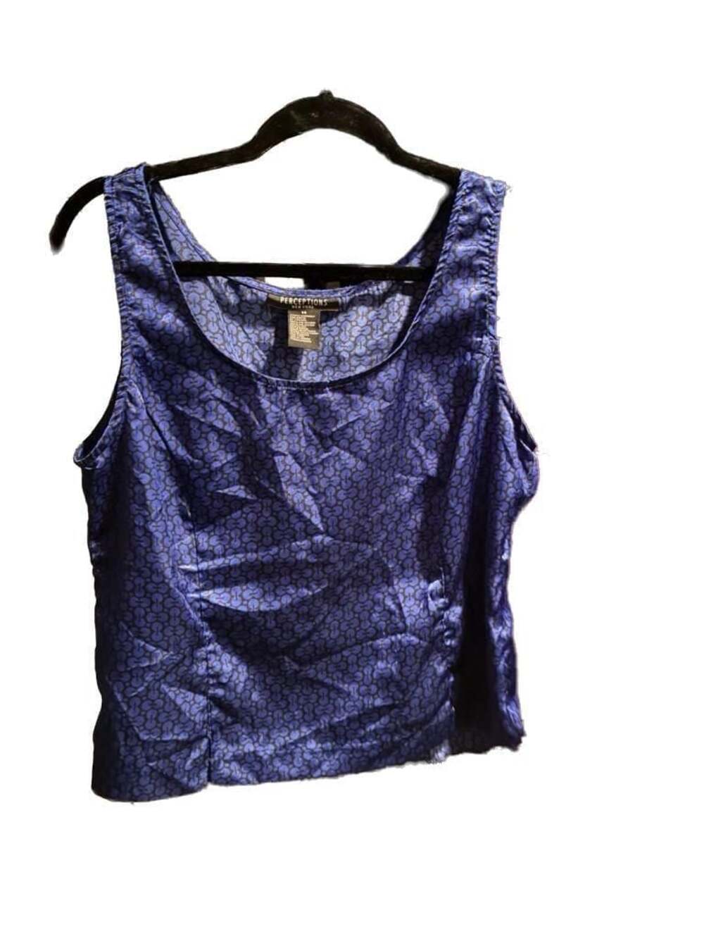 Perceptions New York Royal Blue Geometric Jacquard Sleeveless Shell Tank Top